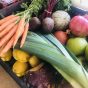 Classic Box with carrots, leeks, pomegranate, beetroot, melon, apples, lemons, swede and onions