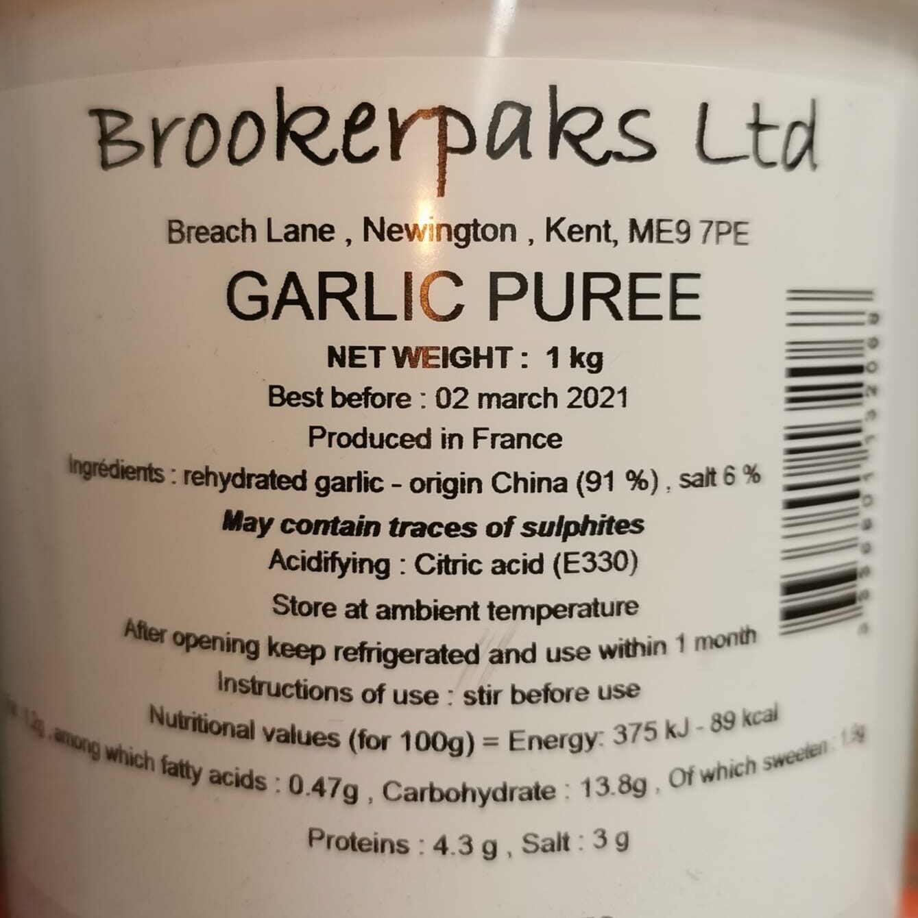 Fresh Garlic Puree 1Kg